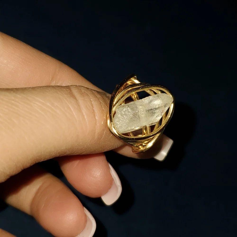 crystal gold wire‎ ring